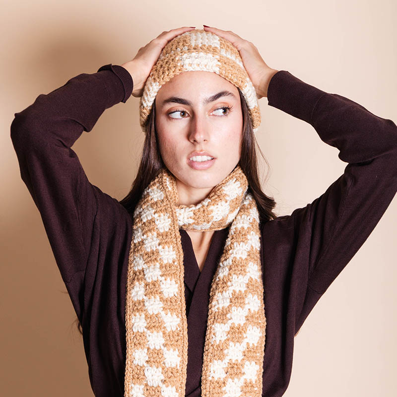 GIFT SET #1: Mila Checkered Scarf + Beanie