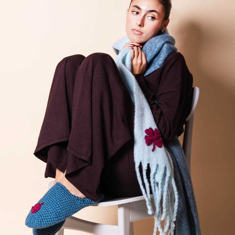 GIFT SET #2: Iris Blanket Scarf + Embroidered Slippers
